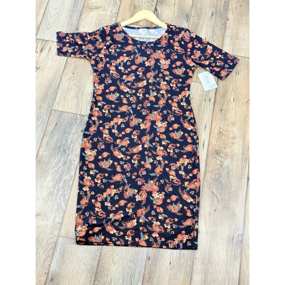 LuLaRoe Julia Dress Large Color Black Stretch Knee Length Comfy Soft - Picture 14 of 16